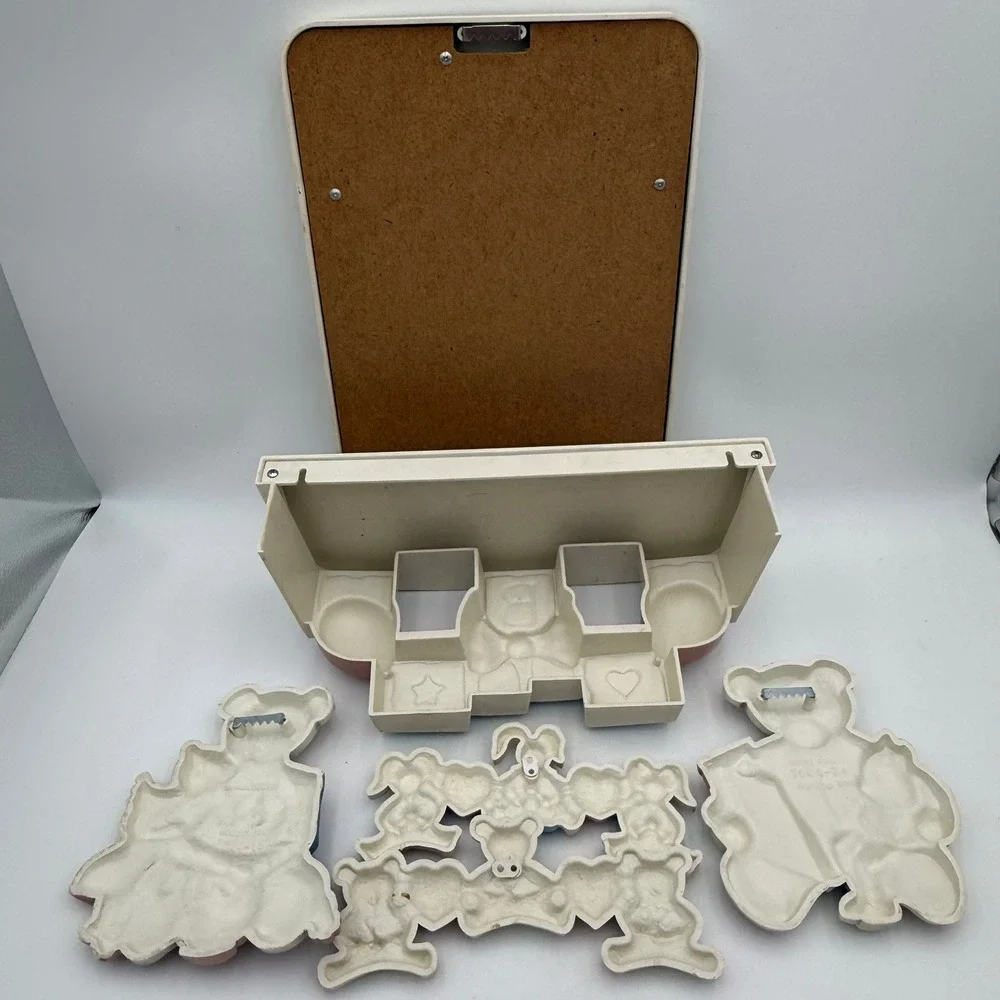Vintage Nursery Wall Decor Set Teddy Bear Bunny Mirror Shelf Plaques Pastel 6pc